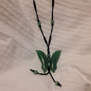 Green jade butterfly necklace